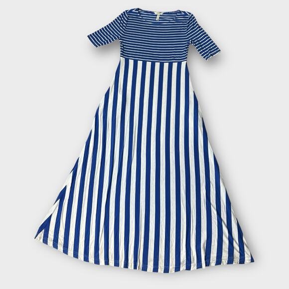 Matilda Jane Women’s The Road Ahead Blue and White Striped Maxi Dress Medium - Picture 7 of 13